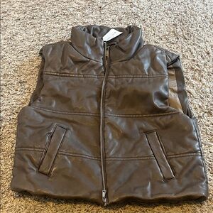 BE COOL Dark Brown Leather Look Vest